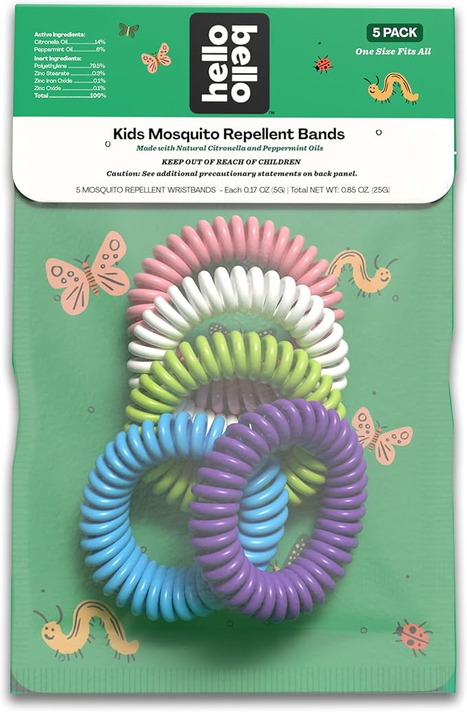 Hello Bello Kids Mosquito Repellent Bracelets, Made with Natural Citronella and Peppermint Oils, 5ct Bag