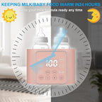 Baby Bottle Warmer 9-in-1 Multifuntion Breast Milk Warmer, Fast Baby Food Heater & Defrost Warmer with Timer for Twins, LCD Display Accurate Temperature Adjustment, 24H Constant Mode (Rose)