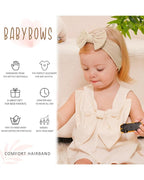 jollybows 6pcs Baby Nylon Headbands Hair Bow Elastics Hairbands Hair Accessories for Baby Girls Newborn Infant Toddlers Kids (Natural colors)