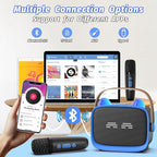 Mini Karaoke Machine Toys Gifts,Kids Portable MP3 Player with 2 Wireless Microphone and LED,Christmas Birthday Gifts for Girls Boys 3 4 5 6 7 8+ Year Old (Blue)