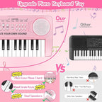 Kids Toddler Toy Piano Keyboard, 37 Key Pink Pianos for Kid Music Toys Instruments with Microphone for 3 4 5 6 7 8 Year Old Girl Boy Birthday/Christmas Day Gift