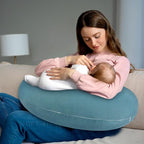 Hooyax Muslin Nursing Pillow Cover, Soft Breathable Feeding Slipcover for Breastfeeding Moms, Stretchy Removable Infant Pillow Cover for Boy and Girls (Blue)