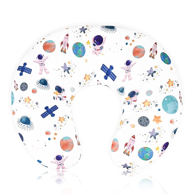 Nursing Pillow Cover, Removable Nursing Covers for Breastfeeding Pillows, Stretchy and Soft Fit for Baby Girls Boys Newborn, White Space(Only Cover)