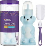 Special Supplies Honey Bear Straw Cup Long Straws, Squeezable Therapy and Special Needs Assistive Drink Container, Spill Proof and Leak Resistant Lid (Pack of 1 Bottle and 3 Straws) (Blue)