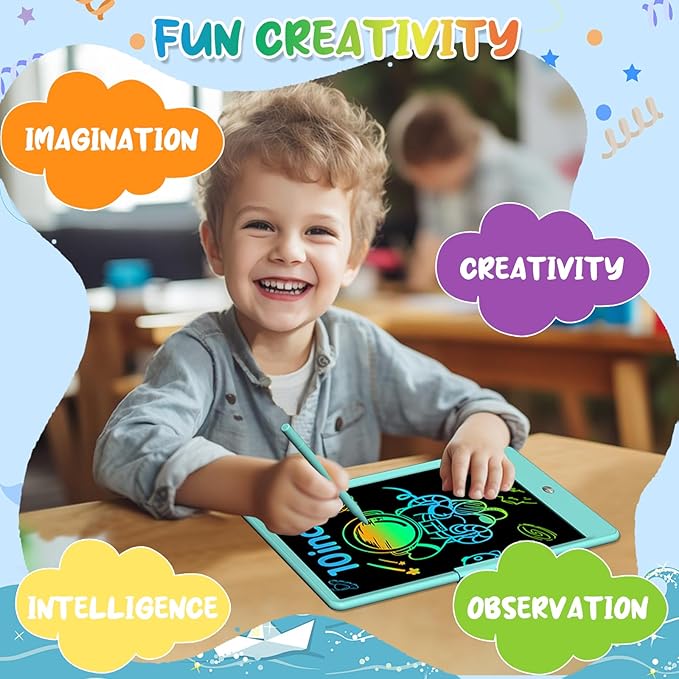 10 Inch LCD Writing Tablet for Kids 4 Pack Reusable Drawing Pad Colorful Toddler Writing Board Electronic Drawing Tablet Educational and Learning Toys for 3-8 Years Old Boys Girls
