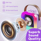 Fede Karaoke Machine for Kids Adults, Mini Karaoke Machine with 2 Wireless Microphones, Portable Bluetooth Speaker with Voice Changing Effects & LED Lights, Best Gifts Toys for Girls and Boys