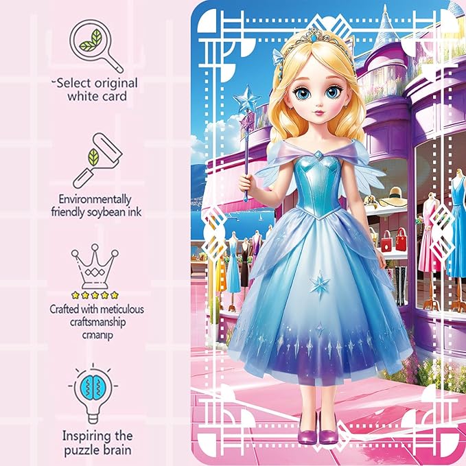 Magnetic Dress Up Dolls for Girls - Paper Doll Dress Up Game Stickers - 35 Piece Roleplay Magnetic Travel Playset, with 3D Store Wardrobe Game Scene, Paper Dolls for Girls Ages 4-7 (Amy)