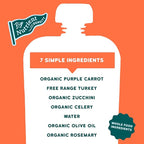 Serenity Kids 6+ Months Baby Food Pouches Puree - Free Range Turkey & Organic Rosemary Blend With Purple Carrot & Zucchini - No Added Sugar & BPA-Free Pouches - 3.5 Oz, 12 Pack