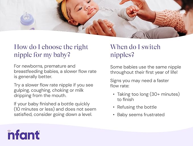 nfant | Extra Slow Flow Nipple, Gold (3ml/min), 4-Pack