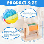 Montessori Baby Toys Play Kit Montessori Mirror Peekaboo Knob Puzzle, Medium Spinning Drum and Rainbow Fabric Ball Kit Toys for6-12Months Toddlers (Play Kit 3)