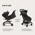Mompush Velo Lightweight Travel Stroller – One-Hand Fold, Ultra-Compact & Airplane Friendly, Lie-Flat Recline Seat (from Birth to 50 lbs), Includes Cup Holder, Shoulder Strap, and Leather Bumper Bar