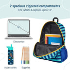 Wildkin 16-inch Kids Backpack – Durable, Padded & Spacious School Bag for Boys & Girls - Blue Stripes