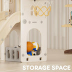 YUFU 8 in 1 Toddler Slide Set, Kids Slide for Toddlers Age 1-3, Toddler Playset with Climber, Basketball Hoop and Ball, Outdoor Indoor Playground for Toddlers 1-3 (Beige+Coffee)