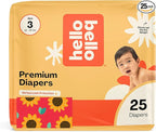 Hello Bello Diapers, Size 3 (14-24 lbs) Flower Child, 25 Count of Premium Disposable Baby Diapers, Hypoallergenic with Soft, Cloth-Like Feel