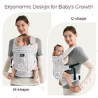 Momcozy Herihuge Baby Carrier - Crafted with Charming Jacquard Weaving, Durable, Stylish and Elegant, All-Day Comfort for Moms, Time Heritage Beige