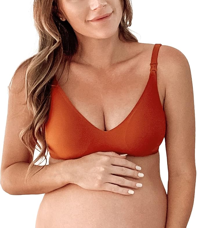 Mamaway Silky Seamless Nursing Maternity No Show Wireless Bra, Smooth, Cooling, Lightweight for Breastfeeding, Pregnancy