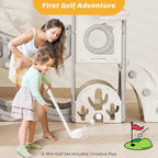 KORIMEFA 11 in 1 Toddler Slide and Swing Set, Kids Slide for Toddlers, Outdoor Indoor Playground for Toddlers 1-3, Toddler PlaySet with Basketball Hoop and Ball Golf Set, Climbing Arch(Grey)