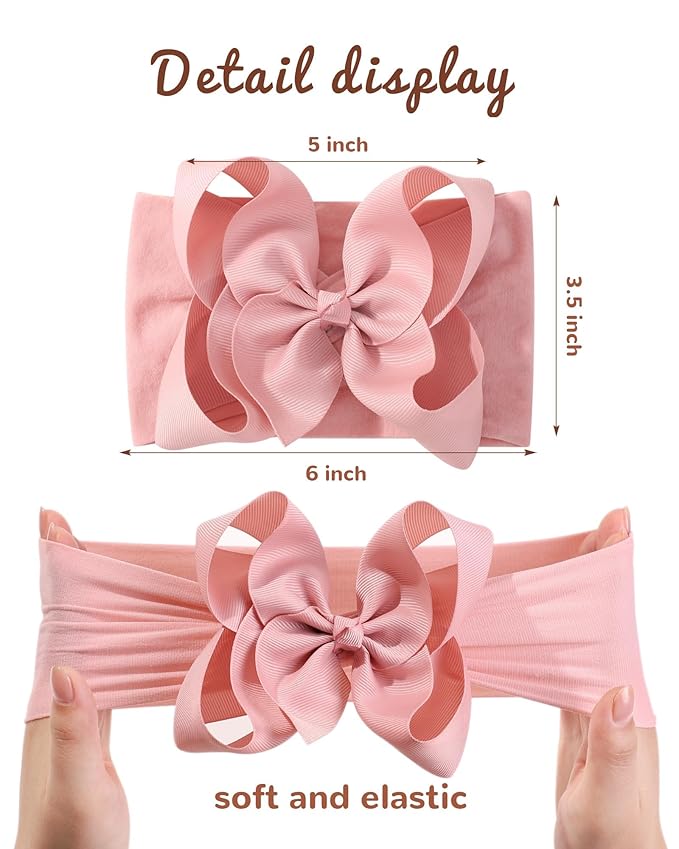 doboi 12pcs Big Baby Bows Baby Girl Headbands Ribbon Bow Hair Accessories Nylon Headband Bows for Baby Girls Infant Newborn Toddler
