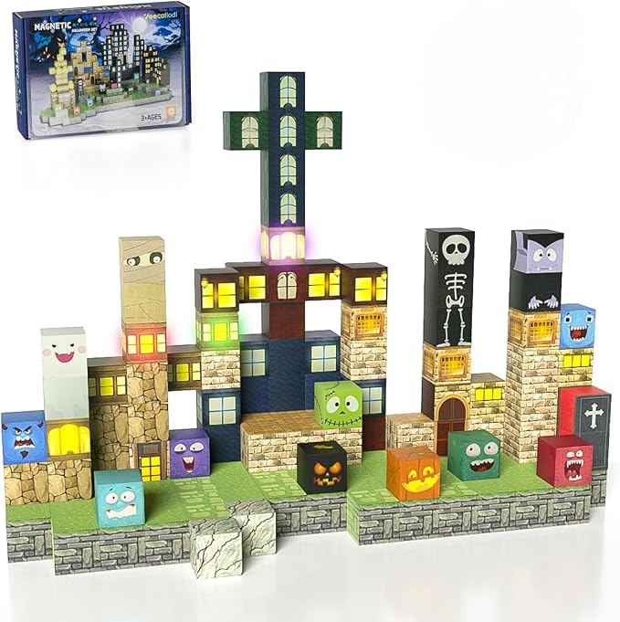 137PCS Magnetic Blocks - Magnetic Building Blocks,World Magnetic Lights Tiles Kids Build Cubes ,STEM Toys for 3-5 4-8 5-7 Year Old Boys and Girls,Sensory Creative Activities Christmas Birthday Gift