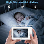 acer Smart Baby Monitor 5” No WiFi Baby Monitor with 1080P Camera and Audio for Crib 1000ft Range Remote Pan Tilt Night Vision, Temperature Sensor, 8 Lullabies, 2-Way Talk, Video Recording, VOX