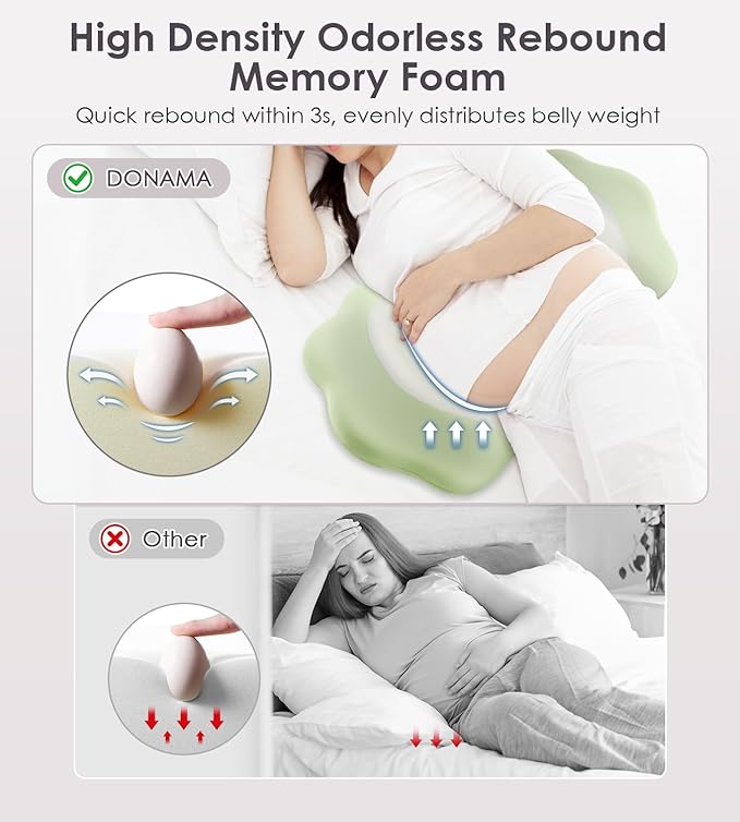 Pregnancy Pillows for Sleeping, Memory Foam Maternity Pillow Support for Back Belly HIPS, Adjustable Travel Wedge Pillow for Pregnant Women, Side Sleeping Pregnant Pillows with Cooling Pillowcase