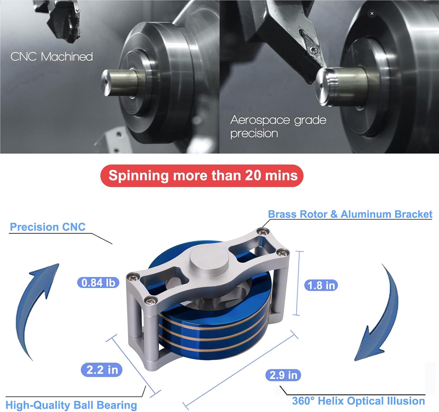 Desk-Kinetic-Toys Cool-Gadgets for Fidget: 20Mins Spinning-Tops, Cool-Stuff Figet Game for Adult Teen Children Kid, Optical-Illusion Stress Relief Gifts for Man Women Office School Home Christmas