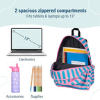 Wildkin 15-inch Kids Backpack – Durable, Padded, Adjustable for School & Travel - Pink Stripes