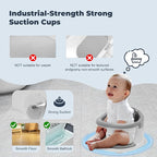 Baby Bath Seat-for Babies 6 Months & up with Temperature Alert+Soft Cushion+Suction, Toddler Bath Seat for Baby, Sitting Up with Baby Bathtub Seat, Grey