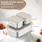 HaWare Stainless Steel Lunch Box Containers for Kids, Leak Proof Food Storage Containers with Khaki Silicone Lids, Easy Open Bento Box for School and Daycare, Portable Metal Snack Box (8oz*2+25oz)