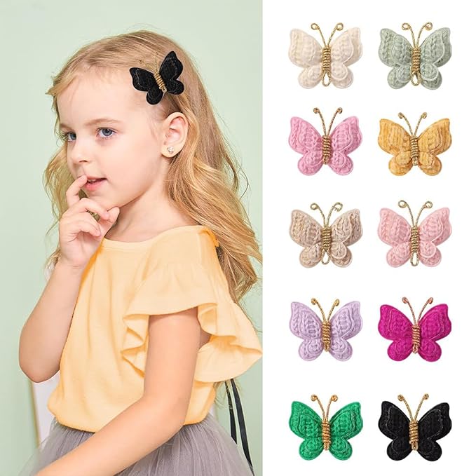 2 Pcs Butterfly Hair Bow Girl, Kid's Cute Hair Clips Barrettes Accessories for Infants Toddlers Baby Kids Fine Hair (Black)