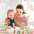 6 Pack Paint Your Own Plaster Stones - Kids Summer Arts and Crafts Garden Handprint Stepping Stone Painting Kit DIY Ceramic Craft Pottery Outdoor Painting Gifts for Kids Ages 4-12