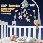 Crib Mobile with Music and Lights, Mobiles for Cribs, Baby Nursery Space Portable Infant Arm Hanger for Girls Boys Babies Bassinets Pack and Play Clip On Attachment, Toys Musical Hanging