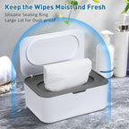 6 Pack Baby Wipes Dispenser Wipe Holder with Lids Refillable Container with Sealing Design Keeps Fresh Easy Open and Close for Bathroom Baby Nursery(Dark Blue, Dark Gray)
