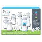 Chicco Duo Deluxe Hybrid Baby Bottle Starter Gift Set with Invinci-Glass Inside and Plastic Outside | Dishwasher, Bottle Warmer, and Electric Sterilizer Safe | Intui-Latch Nipple | Clear/Grey