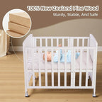 Baby Bassinets Bedside Sleeper - Portable Pine Wood Bedside Bassinet with Mattress,3 Heights Small Mini Crib,Baby Crib for Newborns,White