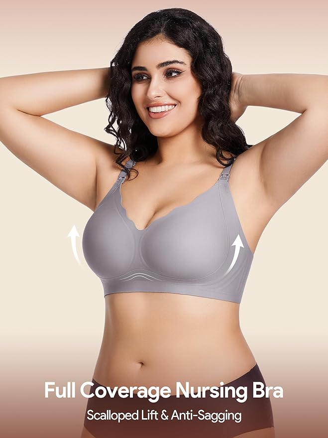 HBselect 3Pack Nursing Bras for Breastfeeding Seamless Scalloped Maternity Bras for Pregnancy Ultra Comfort Sleep Bras