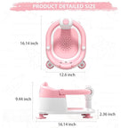 Baby Bath Seat for Babies 6 Months & Up, Toddler Bath Seats for Babies Sitting Up, Non-Slip Infant Bath Tub Chair with 4 Suction Cups & Soft Cushion for Shower, Compact Toddler Bathtub Seat, Pink