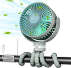 Momcozy 8000mAh Portable Stroller Fan, 27H Ultra-long Life Detachable 4 Speed 360°Rotate LED Night Light with 2 Modes, USB Rechargeable Handheld Cooling Fan for Travel/Bedroom/Car Seat