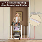 DEARBB Extra Wide Baby Gate Ultra Narrow Spacing 30.11-77.36" Pressure Mounted Double Lock Swing Auto Close Walk Through Metal Safety Pet Gate for Stairs and House Doorway Kitchen