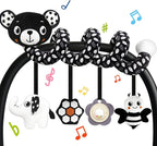 Car Seat Toys for Babies 0-6 Months,Hanging Rattle Toys for Crib Mobile, Baby Spiral Hanging Stroller Black and White High Contrast Toys for Newborn 0 3 6 9 12 Months Baby Boys Girls (Bear)