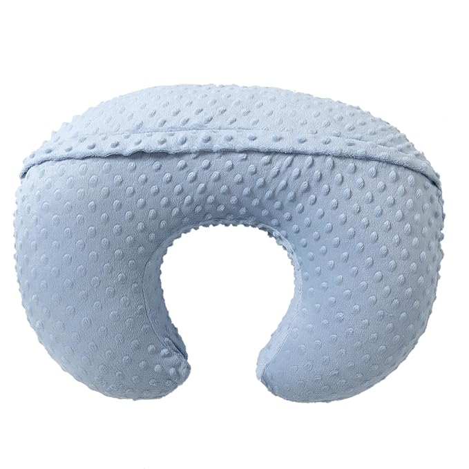 Baby Nursing Pillow and Body Positioner with Premium Slipcover for Breastfeeding for Baby Boys and Girls, Feeding Pillow with Breathable Comfortable Pillowcase (Blue)