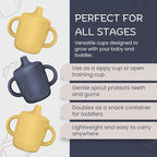 Silicone Sippy Cups with Easy Grip Transition Handles and a Soft Spout. A Non Toxic No Spill Unbreakable Training Cup 150ml/5oz |2-PACK Midnight Blue and Canary|