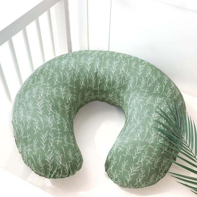 Green Sage Nursing Pillow Cover, Breastfeeding Pillow Slipcover for Baby Girls/Boys, Soft Snug Fits On Newborn Feeding Pillow Case