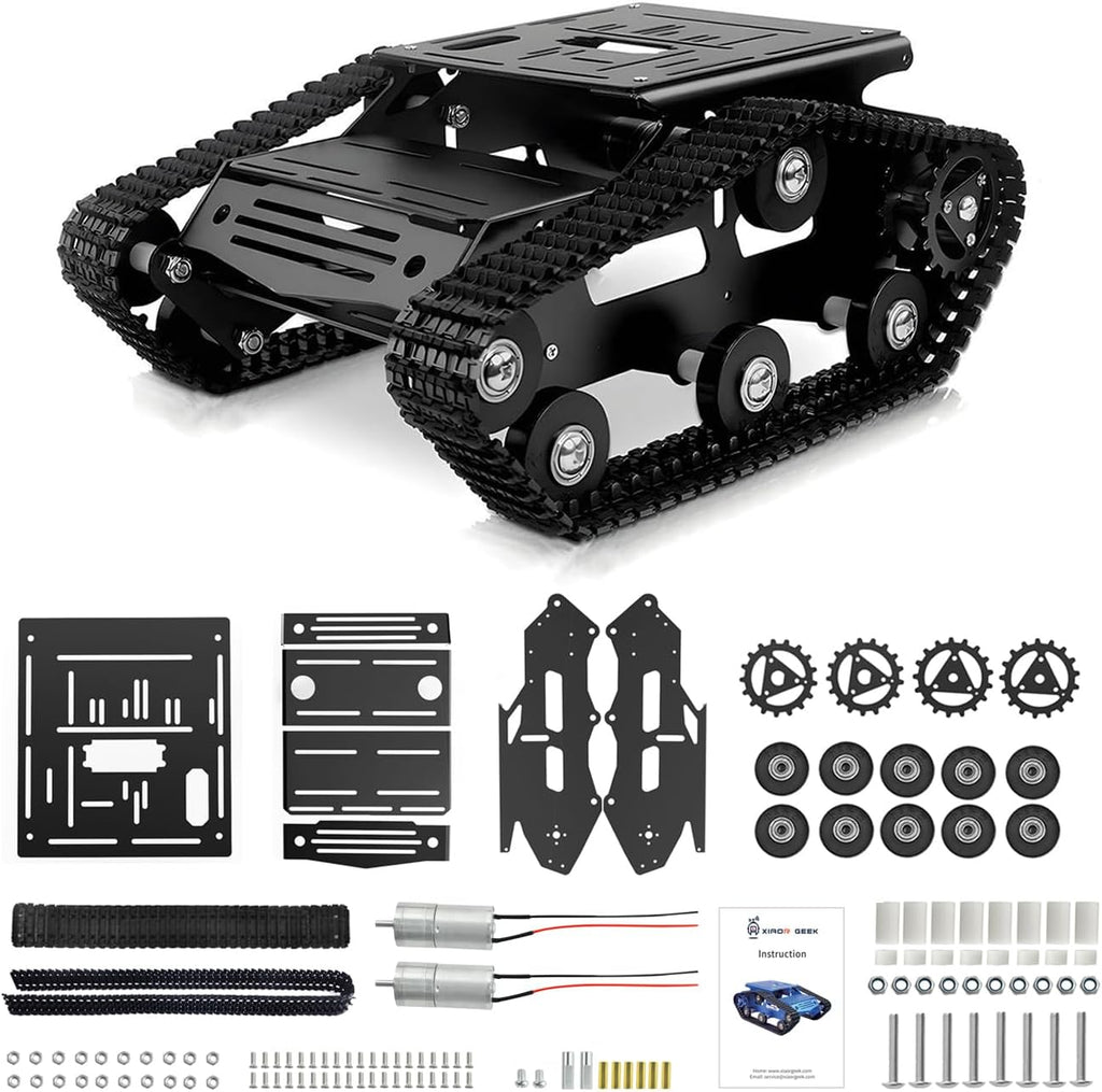 Robot Tracked Tank Car Chassis, Shock Absorbing Robot Chassis Full-Metal Robotic Moving Platform Track for RaspberryPi Arduino Jetson Microb DIY Maker Smart Robot Car Learning Kit