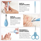 Baby Grooming Kit,Baby Health Care Kit,Baby Brush Soft Bristles 5 pcs Baby Nail Kit Nursery Care Kit Baby Hair Brush Hair Comb Nail Kit Safety Cutter Nail Clipper Set Blue