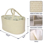 Baby Diaper Caddy Organizer for Girl Boy Cotton Rope Nursery Storage Bin Basket Portable Holder Tote Bag for Changing Table Car Travel Baby Shower Gifts Newborn Registry Must Have Items oatmeal