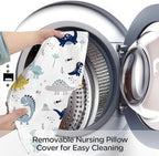 Little Grape Land New Nursing Pillow for Breastfeeding, Larger Breast Feeding Pillow and Positioner with Removable Cover for More Support, Tummy Time and Bottle Feeding Support Pillow, Dinosaur