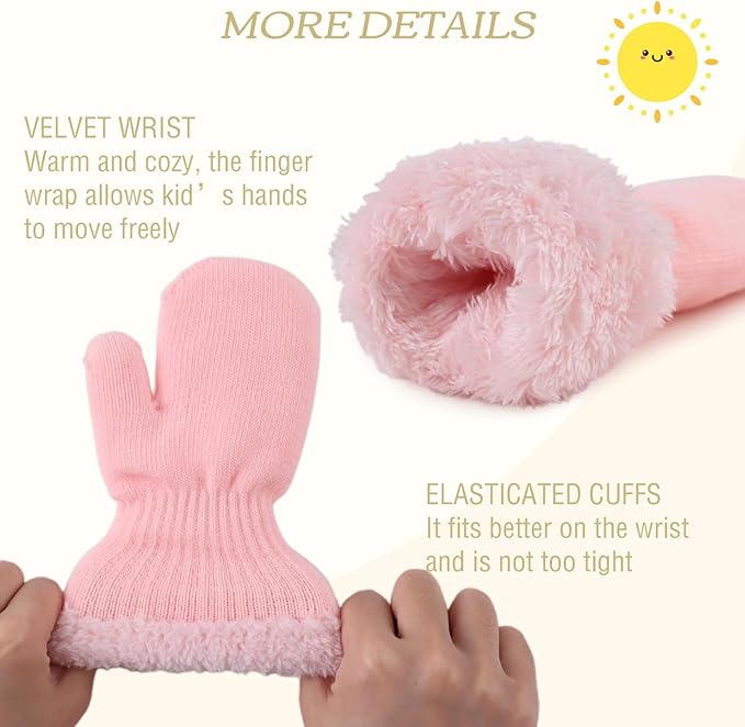 PESAAT Baby Girl Mittens Fleece Toddler Boy Mittens Warm Kids Winter Gloves Unisex Cold Weather Baby Gloves