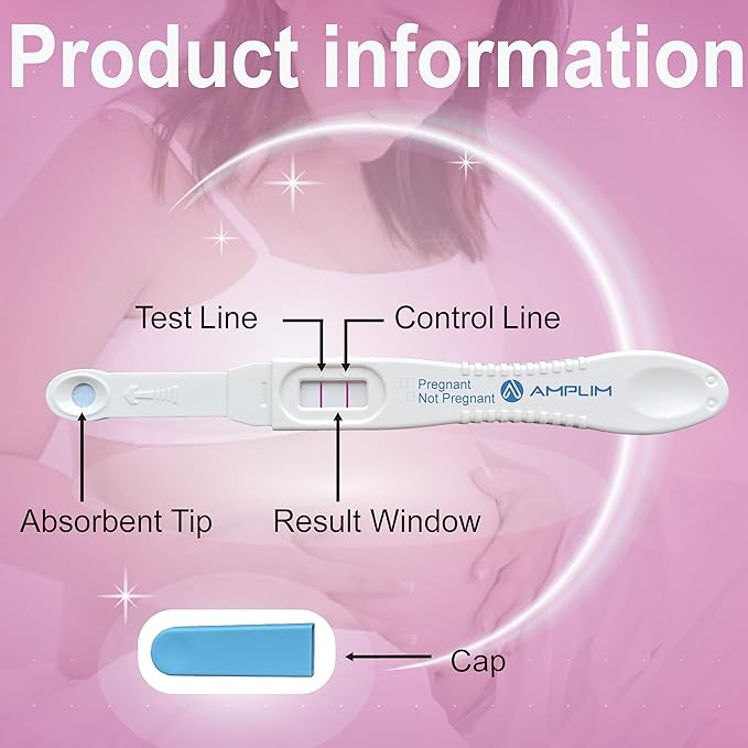 Amplim Early Detection Pregnancy Test Sticks 15 Pack, 99.99% Accurate, Sensitive Midstream Home Urine Test Kit for Women, 3-Sec Reliable Results 6 Days Sooner, 10 MIU/mL HCG, FDA Cleared