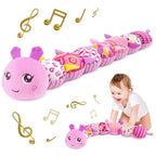 Infant Baby Musical Stuffed Animal Activity Soft Toys with Multi-Sensory Crinkle, Rattle and Textures for 0-3-6-12 Months Developmental Toys, Caterpillar, Purple